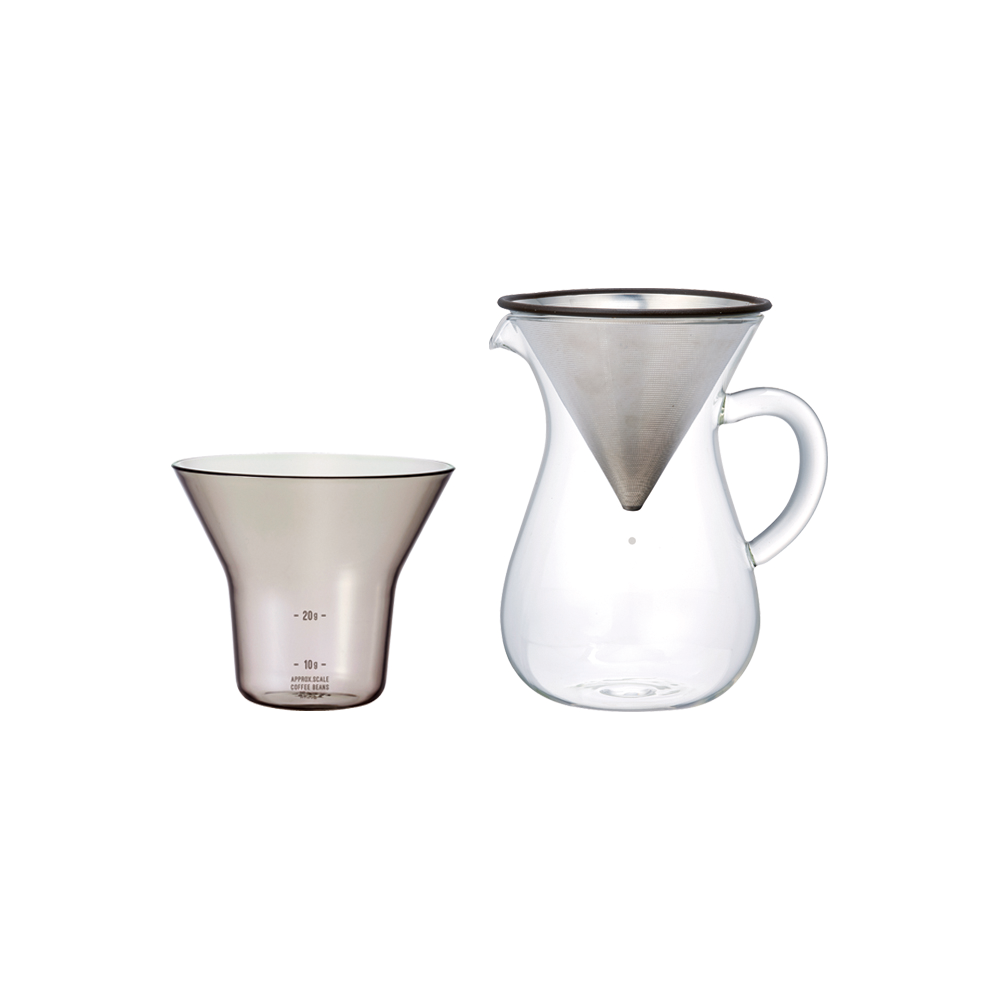  KINTO SCS COFFEE CARAFE SET 2 CUP STAINLESS STEEL  CLEAR